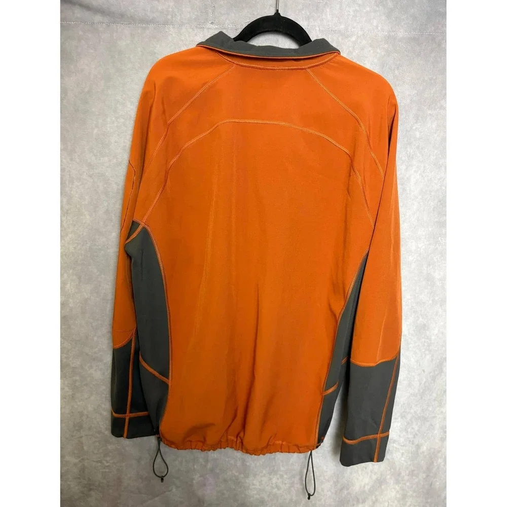 The North Face Mens XL Microfleece 1/4 Zip Orange Grey Bicep Pocket Pullover